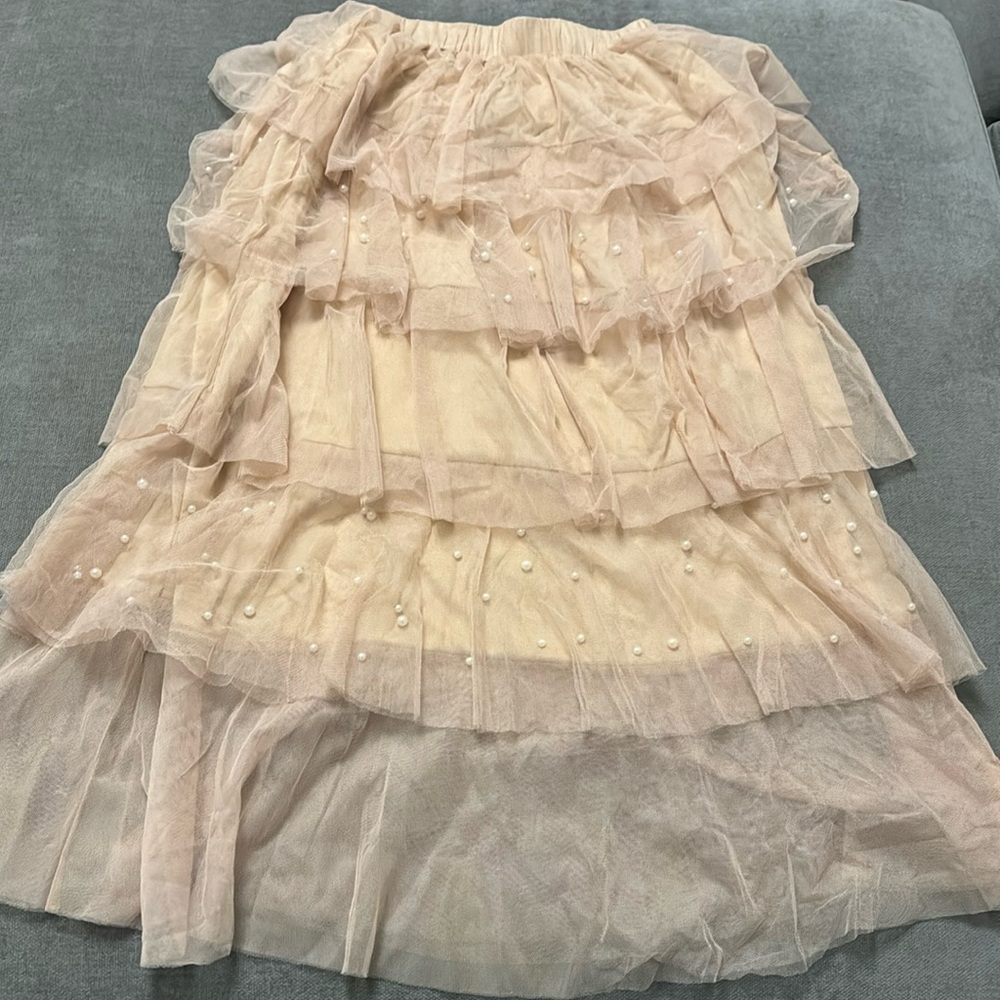 Pearl tulle skirt with pearls